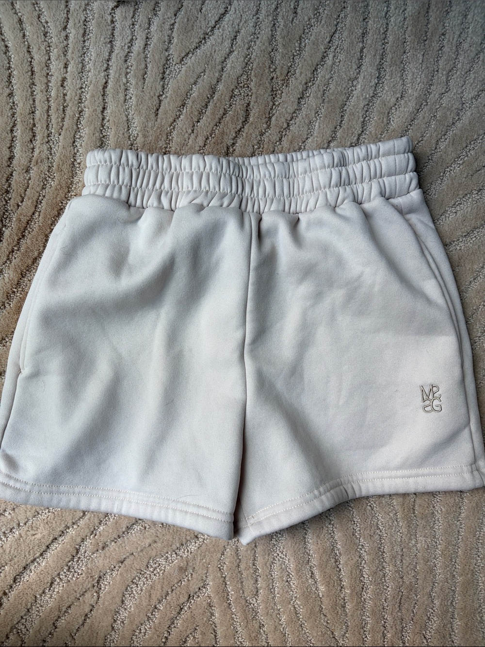 Cream Elastic-Waist Women's Athletic Shorts